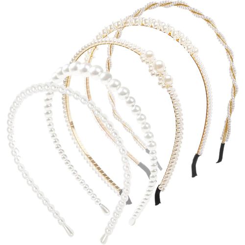Lot De 5 Bandeaux À Perles Simples Pour Mariage - Style Rétro Élégant - Accessoire De Coiffure Pour Femme - Convient Pour Les Fêtes Et La Vie Quotidienne[X1221]