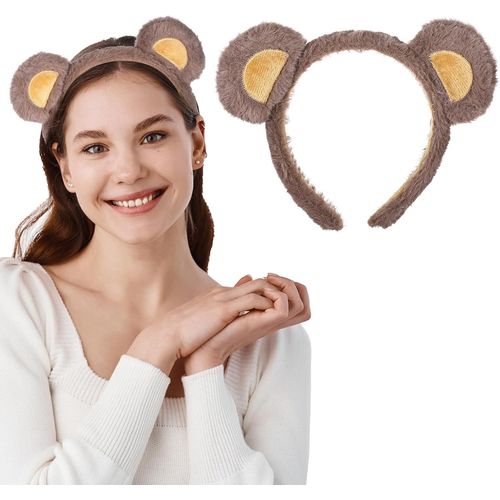 Serre-Tête À Oreilles D'ours, Joli Bandeau Tendance Pour Fête, Accessoire D'ours, Accessoire De Safari De La Jungle, Costume D'ours Pour Halloween, Festival, Cosplay (Marron)[X846]
