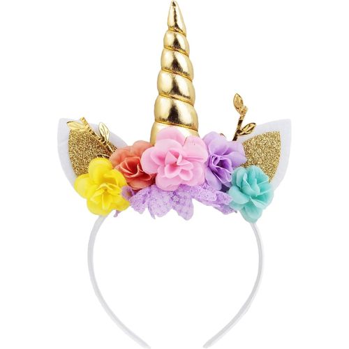 Serre-Tête Licorne Avec Oreilles De Poney À Paillettes Pour Fille, Fête, Anniversaire, Costumade (Doré Et Rose), Enfants[X1315]