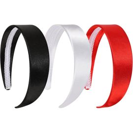 3pcs Bandeaux Cheveux Large Satin Serre-Tête Blanc Noir Rouge En Tissu Headband Accessoires De Coiffure Dégu Ment Pour Femmes Filles Fête Cosplay Carnaval[X1544]