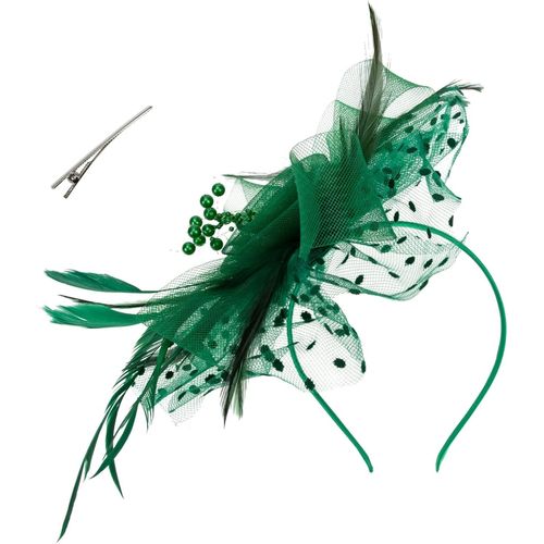 Bandeau Avec Voile - Bibi Pour Femme - Pour Goûter - Chapeau De Mariage - Noir Et Vert[X2310]