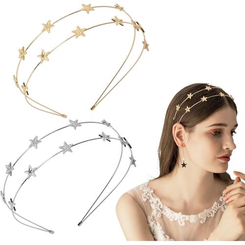 Bandeaux Étoile En Métal, Serre-Tête Femme Et Fille, Bijoux De Tête Avec Étoile Strass, Serre-Tête Noël Or Et Argent Pour Fêtes Et Oc Ns Spéciales[X877]