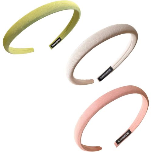 Gaobangm Lot De 3 Bandeaux Tendance De Couleur Unie Pour Femme, Style Minimaliste, Adapté Pour Les Soins Du Vi Et De La Peau, Le Lavage Et Le Bain, Les Sorties Shopping (Blanc + Rose + Vert)[X2525]
