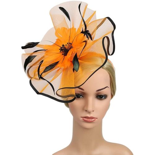 1 Bibi Pour Femme, Chapeau Bibi Pour Mariage, Cocktail, Fête (Jaune)[X2295]