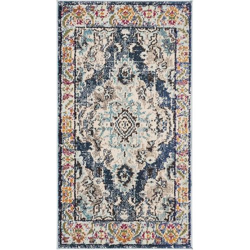 Tapis Boho Chic Pour Salon, Salle À Manger, Chambre À Coucher - Collection Monaco - Poils Courts, Violet Et Bleu Clair, 61 X 91 Cm[L980]