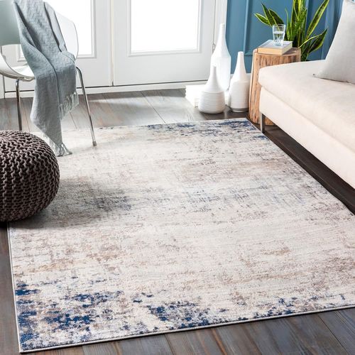 Utrecht Tapis Moderne Abstrait - Tapis Salon, Salle À Manger, Chambre Adulte Et Ado, Cuisine - Tapis Design Marbre Moucheté Multicolore, Tapis Poil Ras Doux 140x200cm - Ivoire, Gris, Bleu[L29]