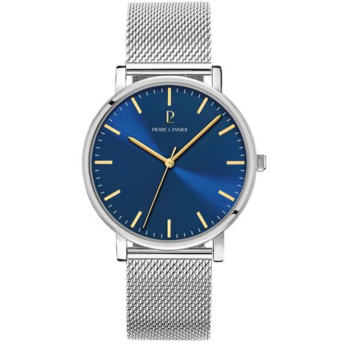 Montre Homme Essential Argenté Cadran Bleu Bracelet Acier Milanais Argenté 20 Mm