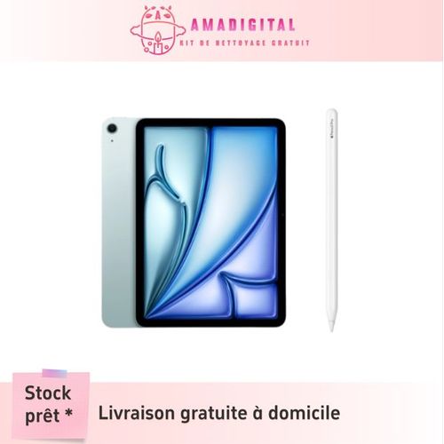 Tablette Apple iPad Air M2 (2024) Wi-Fi 256 Go 13 pouces Bleu sidéral + Apple pencil Pro
