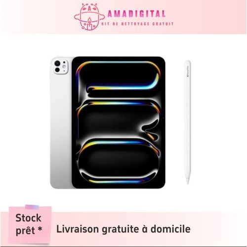 Tablette Apple iPad Pro M4 (2024) Wi-Fi + Cellular 1 To 13 pouces Argent + Apple pencil Pro