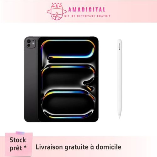 Tablette Apple iPad Pro M4 (2024) Wi-Fi 256 Go 13 pouces Noir + Apple pencil Pro