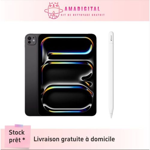 Tablette Apple iPad Pro M4 (2024) Wi-Fi + Cellular 256 Go 13 pouces Noir + Apple pencil USB-C