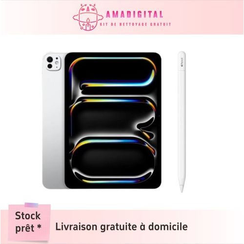 Tablette Apple iPad Pro M4 (2024) Wi-Fi + Cellular 1 To 13 pouces Argent + Apple pencil USB-C