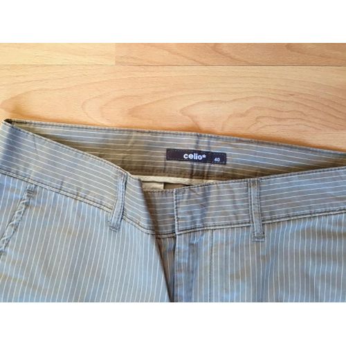 Pantalon Beige Ocre À Fines Rayures - Celio - Taille 40