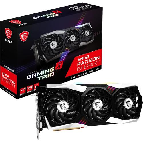 Radeon Rx 6750 Xt GamingXTrio 12G Carte Graphique Gaming Gpu Mhz Mémoire 12000 Mo,Noir