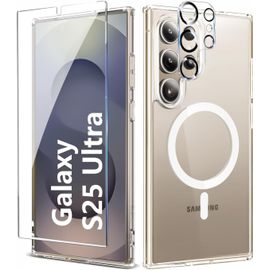 Coque Silicone Transparente Compatible Magsafe + Verre Trempes Et Protection Camera Arriere Pour Samsung Galaxy S25 Ultra Little Boutik©