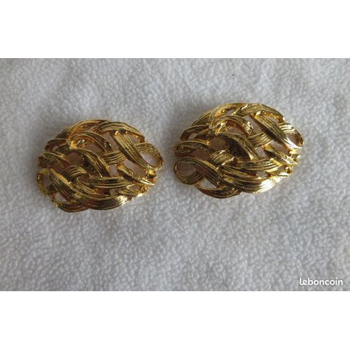 Paire De Clips Métal Doré Vintage