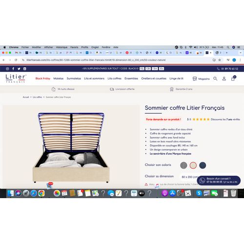 Sommier Coffre Neuf 80x200 Cm