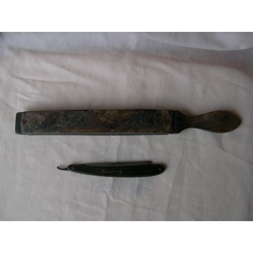 Ww1 France Lot Rasoir Coupe Choux Et Cuir Affuteur A Rasoir Personnalisés Francais De Poilus Rasoir 4 Eme Régiment De Ligne 14-18