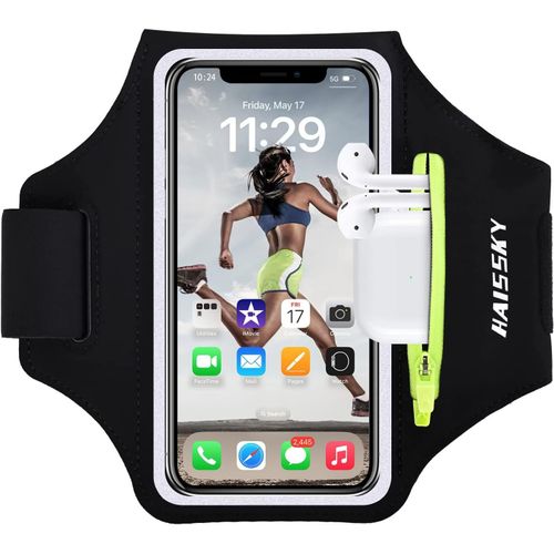 Brassard De Sport Avec Airpods Clé De Voiture Poche Zippée,Brassard De Téléphone Résistant À L'eau Pour Iphone 15/14/14 Pro Max/13 Pro/12 Pro Max/Xr/Xs Smartphone Running Brassard [One080034]