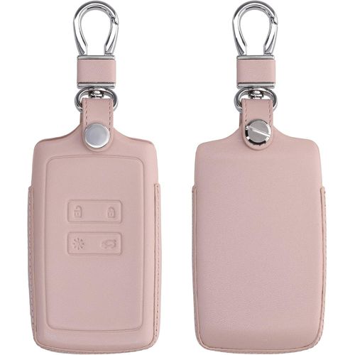 Coque Compatible Avec Renault Smart Key 4-Bouton (Keyless Go Uniquement) - Coque De Clé De Voiture En Cuir Véritable Avec Anneau Porte-Clés - Or Rose[One083934]