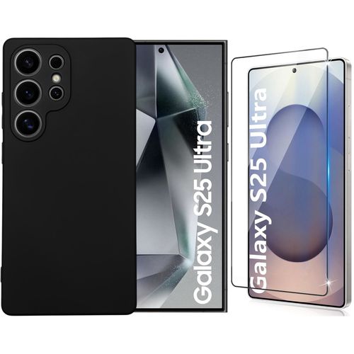 Coque Pour Samsung Galaxy S25 Ultra Silicone Noir + Verre Trempe Little Boutik©