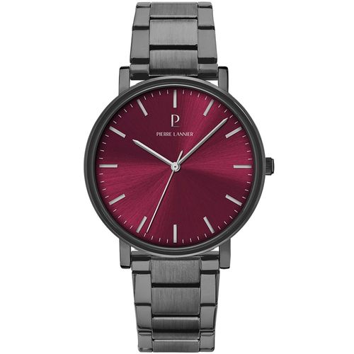 Montre Homme Essential Gris Cadran Bordeaux Bracelet Acier Gris 20 Mm