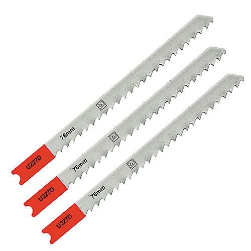 3 lames de scie sauteuse U courbe propre Alu et non-ferreux