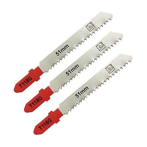 3 lames de scie sauteuse T droite extra propre Métal fin