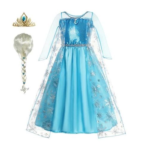 Costumes Reine Des Neiges Elsa Et Anna Pour Filles, Robe De Princesse Jasmine Frozen, Vêtements Pour Enfants, Robe De Rhpour Enfants, Fête De Carnaval, 2024-3t(Tag 110)-Elsa Dress Set E