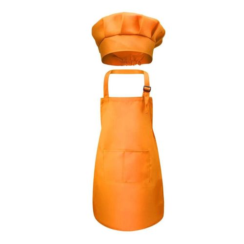 Tablier De Chef Pour Enfants, Poche Avant, Bavoir, Garçons, Filles, Artisanat De Cuisine, Peinture, Cuisine, Bébé, Chasuble, Ensembles De Chapeaux-L-Orange