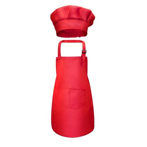 Tablier De Chef Pour Enfants, Poche Avant, Bavoir, Garçons, Filles, Artisanat De Cuisine, Peinture, Cuisine, Bébé, Chasuble, Ensembles De Chapeaux-L-Rouge
