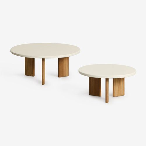 Ensemble De 2 Tables Basses Rondes En Aluminium Yervin Blanc Gardenia