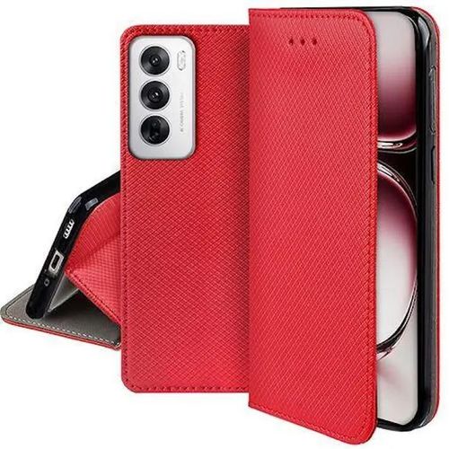 Housse Pour Oppo Reno 12 Pro 5g - Etui Coque Pochette Portefeuille + Film Ecran - Rouge Magnet