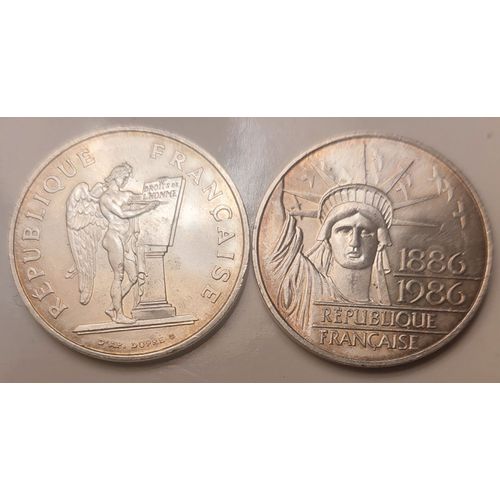 Lot De 2 Pièces De 100 Francs Argent Avec Mention « République Française »