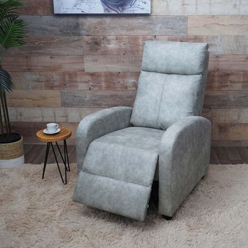 Fauteuil De Télévision Hwc-F76, Fauteuil Salon, Fauteuil De Relaxation, Chaise Longue, Fonction De Couchage Réglable, Tissu/Textile - Vintage Gris Clair.[G678]