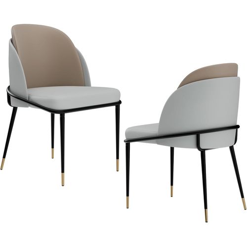 Lot De 2 Chaises Salle À Manger: Chaise Grise Et Beige Foncé De Cuisine En Cuir Confortable Chaise Design Salon Avec Pieds En Métal Rembourrée Pour Restaurant - 50x52x80.5cm.[G451]