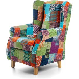 Sueños Zzz Irene Fauteuil D'allaitement Tapissé En Tissu Patchwork Multicolore Pour Chambre À Coucher, Salon Ou Chambre De Bébé.[G598]
