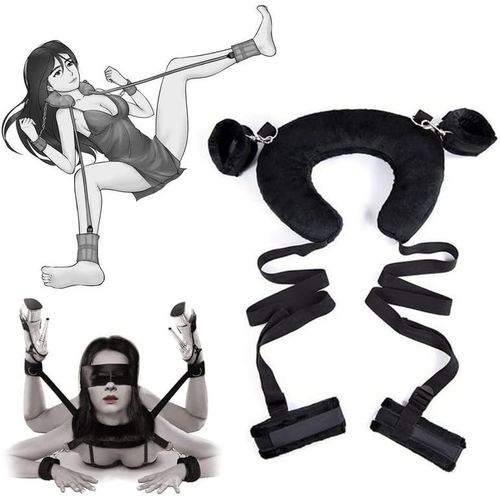 Kits De Bondage Menottes Sex Adulte Lit Bondagerie Sex Couple Accessoire,Kit For Sex Toys Femme (Black).[Q557]