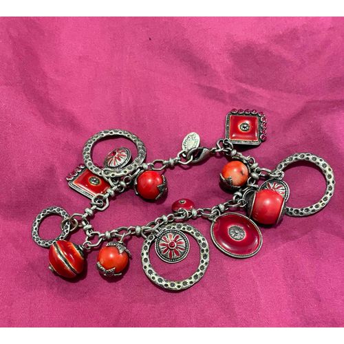 Bracelet Breloques Seliastyl Chaine Métal Argentée Vintage