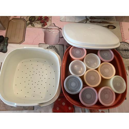 Boîte Multiservice Yaourtière Avec 10 Pots Tupperware Vintage 