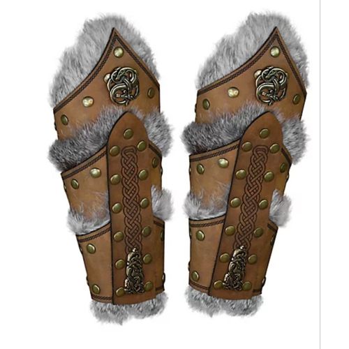 Brassards En Cuir Avec Fourrure - Heimdall Surtout Pour Les Barbares Et Les Fans De Jeux Comme Skyrim!