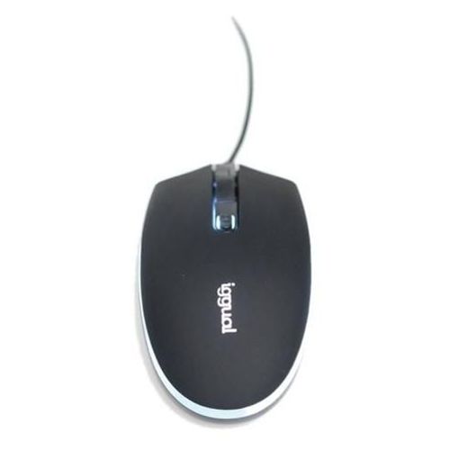 iggual COM-LED-1600DPI - Souris - ergonomique - droitiers et gauchers - optique - 4 boutons - filaire - USB - noir - boîte de suspension