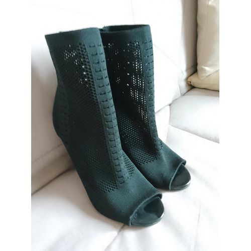 Chaussures Bottines Noires Sexy Talon Aiguille 10 Cm - 37
