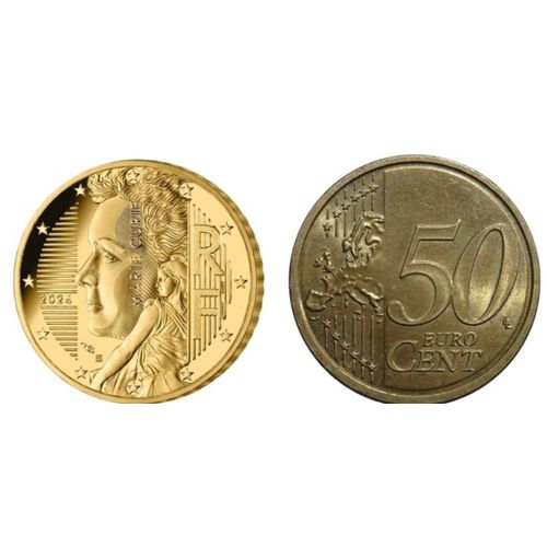 Pièce De Monnaie Rare 50 Centimes D'euro Neuve De Marie Curie Année 2024