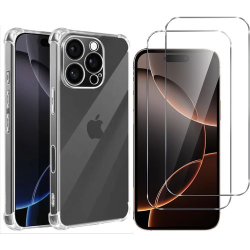 Coque Pour Iphone 16 Pro Max Silicone Transparente Angles Renforces + 2 Verres Trempes Little Boutik®