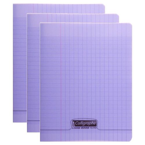 Calligraphe Lot De 3 Cahiers Piqu¿ Polypro 24x32 Cm 48p S¿Y¿S 90g Violet