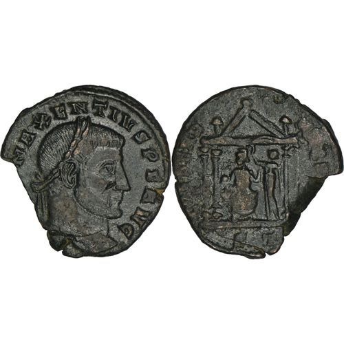 Rome - Follis - Maxence - Rome Assise Dans Temple Couronnée Par Victoire - 308 Ad - Ticinum - Ric.108