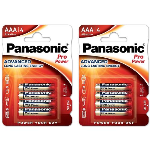 Panasonic Lot de 2 Blisters Lot de 4 Piles Pro Power LR03/AAA (Micro) Alcaline Manganese 1,5 V