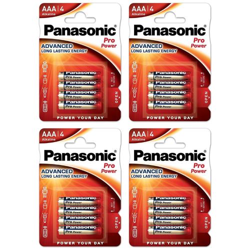 Panasonic Lot de 4 Blisters Lot de 4 Piles Pro Power LR03/AAA (Micro) Alcaline Manganese 1,5 V
