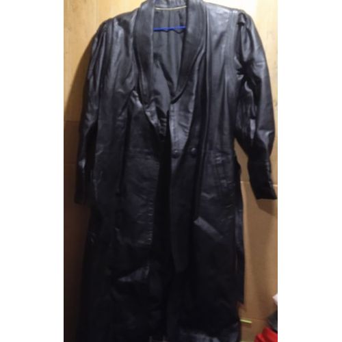 Manteau Long - Femme - " Création L' Elan - Paris " - En Cuir Noir